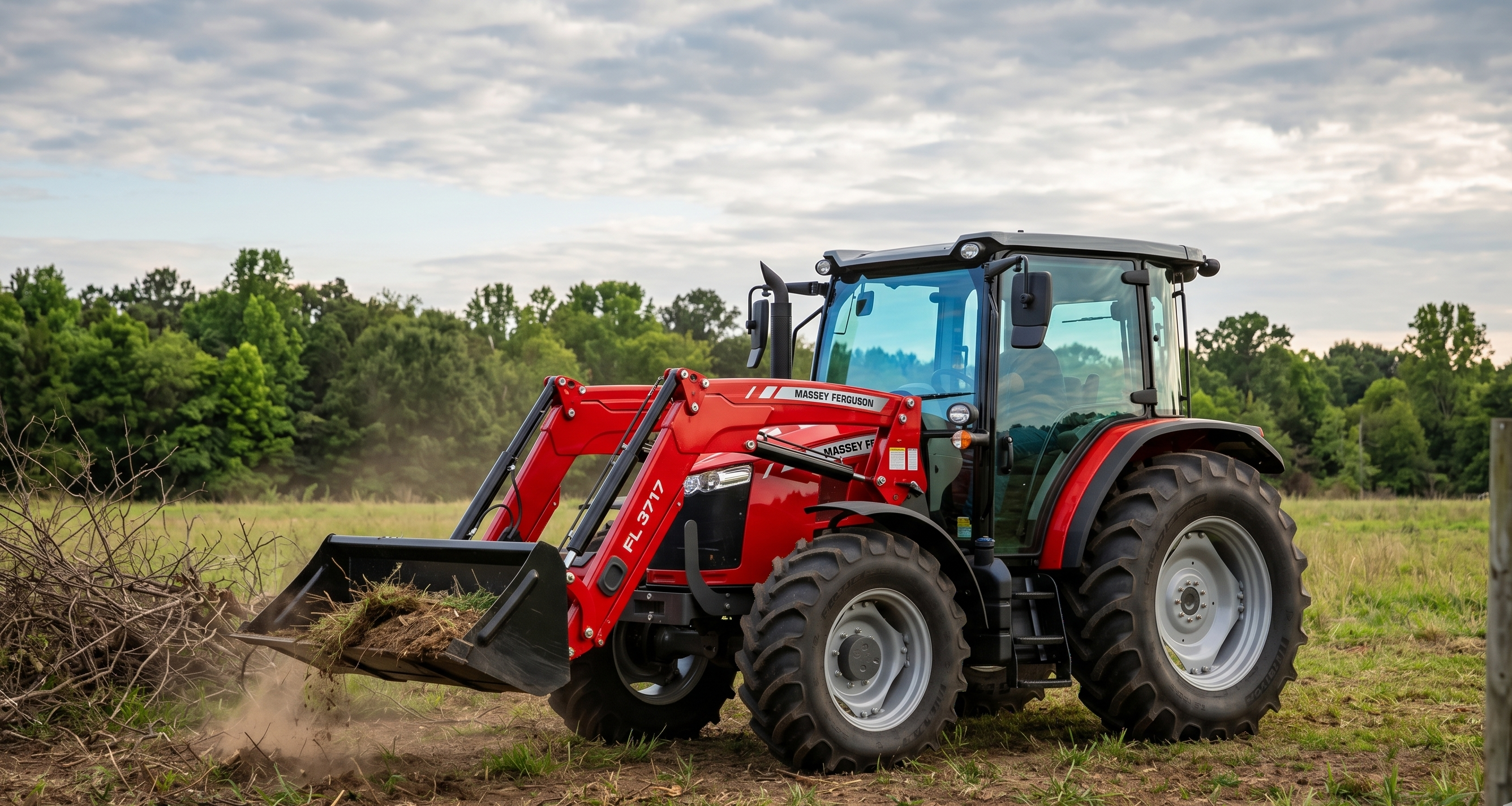 Trator MF5710 em operação de movimentação de terra em Trairi/CE — Samurai Empreendimentos